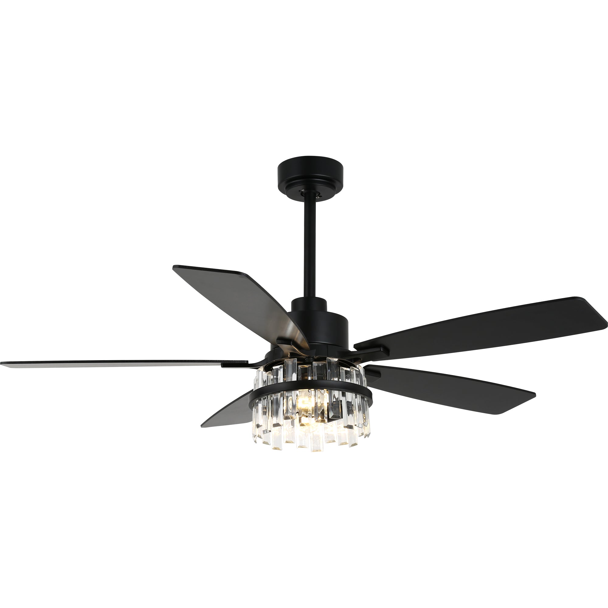 52 Inch Modern Glam Crystal Ceiling Fan with Light and Remote, 6-Speed Reversible DC Motor Large Ceiling Fan for Living Room