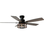 52 Inch Farmhouse Flush Mount Ceiling Fan with Lights and Remote, 6 Speeds DC Motor Reversible Low Profile Ceiling Fan for Living Room