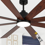 72 Inch Black Modern Ceiling Fan with LED Light and Remote, 6 Speeds DC Motor Reversible Extra Large Ceiling Fan for Living Room
