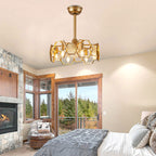 DC1903-BellaDepot 18.9" Gold/Black/Silver Finish Geometric Reversible Ceiling Fan with 6 Lights and Remote