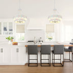 BD4083-BellaDepot 6 Lights Black/White Finish Vintage Chandelier, Home Decor Light Fixture with Adjustable Chain