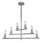 6 Lights Black/Chrome Finish Linear Industrial Chandelier, DIY Shape Linear Chandelier Dining Room Pendant Light
