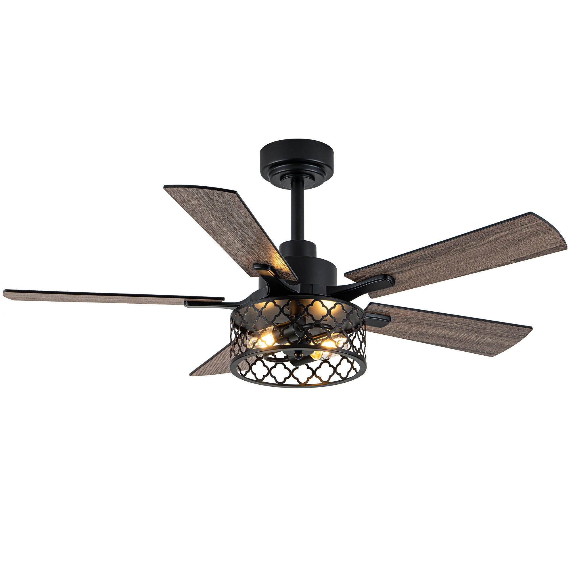 46 Inch Farmhouse Caged Ceiling Fan with Light and Remote, 6-Speed DC Motor Reversible Ceiling Fan, Dual-Finish Blades, Adjustable Height