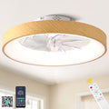 20 Inch Modern Smart Flush Mount Ceiling Fan with Dimmable LED Light, 6-Speed DC Motor Bladeless Ceiling Fan with Remote