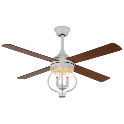 DC5211-52" Large Size Classic Reversible White Ceiling Fan DC Motor 6-Speeds with Remote and Lights