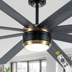 72 Inches Extra Large Ceiling Fan with Dimmable LED Light and Remote, 6 Speeds DC Motor Black Ceiling Fan 8-Blade Reversible Ceiling Fan for Large Room
