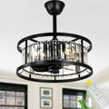 20 Inch Modern Glam Crystal Drum Cage Ceiling Fan with Light and Remote, 6-Speed Reversible DC Motor Bladeless Ceiling Fan with Crystals