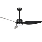 46 Inch Black Modern Ceiling Fan with LED Light and Remote, 6 Speeds 3-Blade DC Motor Reversible Ceiling Fan for Living Room