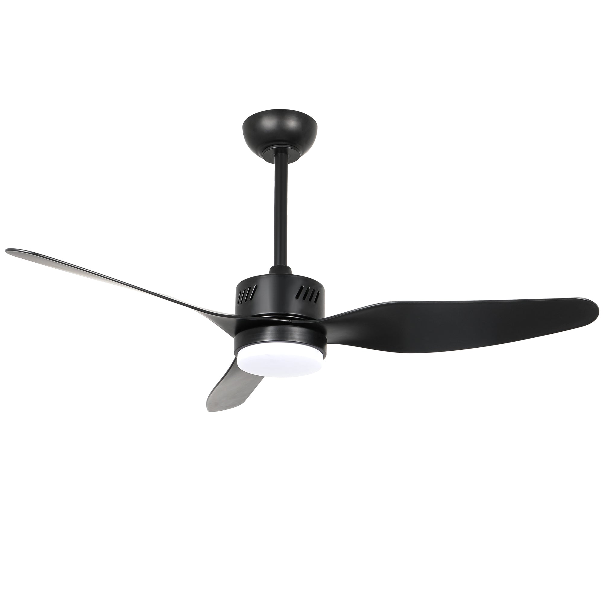 46 Inch Black Modern Ceiling Fan with LED Light and Remote, 6 Speeds 3-Blade DC Motor Reversible Ceiling Fan for Living Room