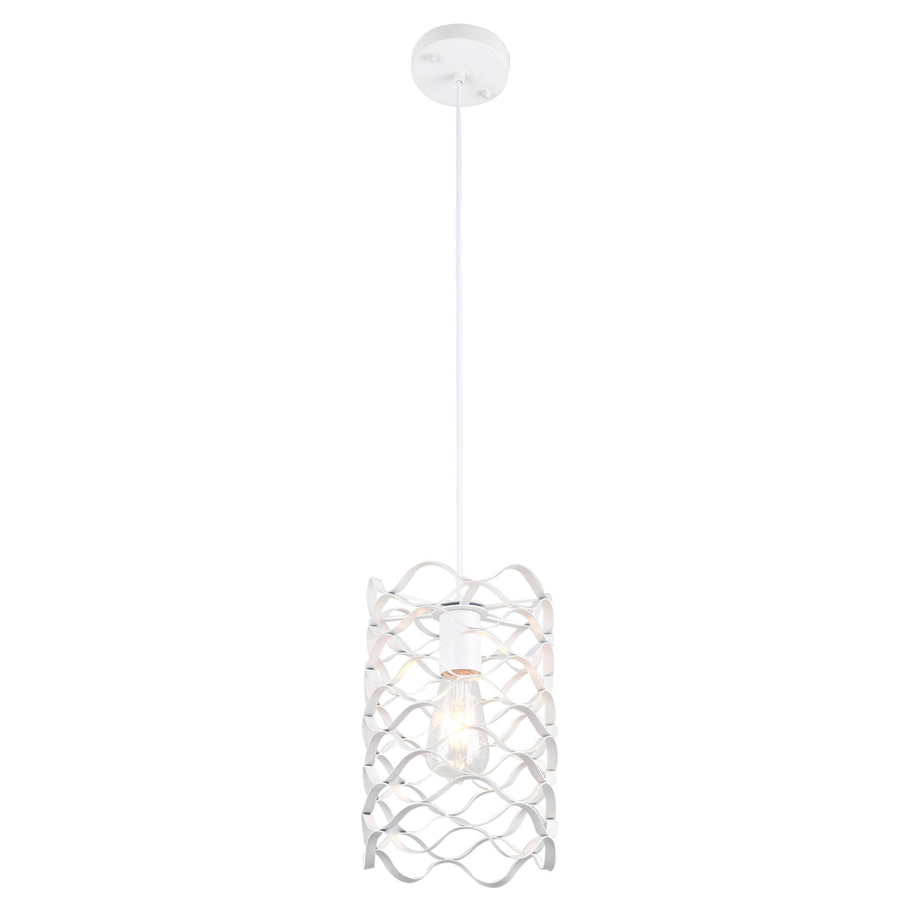 1 - Light White Cylinder Pendant Light, 6.7" Dining Room Light Fixtures Kitchen Island Light