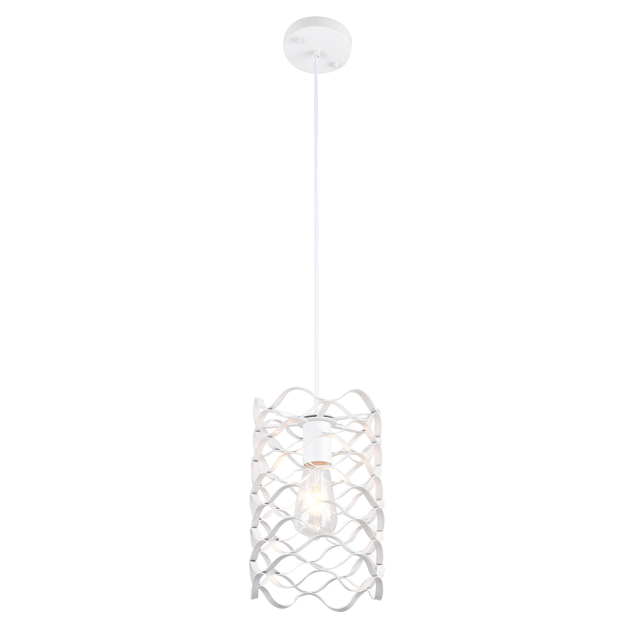 1 - Light White Cylinder Pendant Light, 6.7" Dining Room Light Fixtures Kitchen Island Light