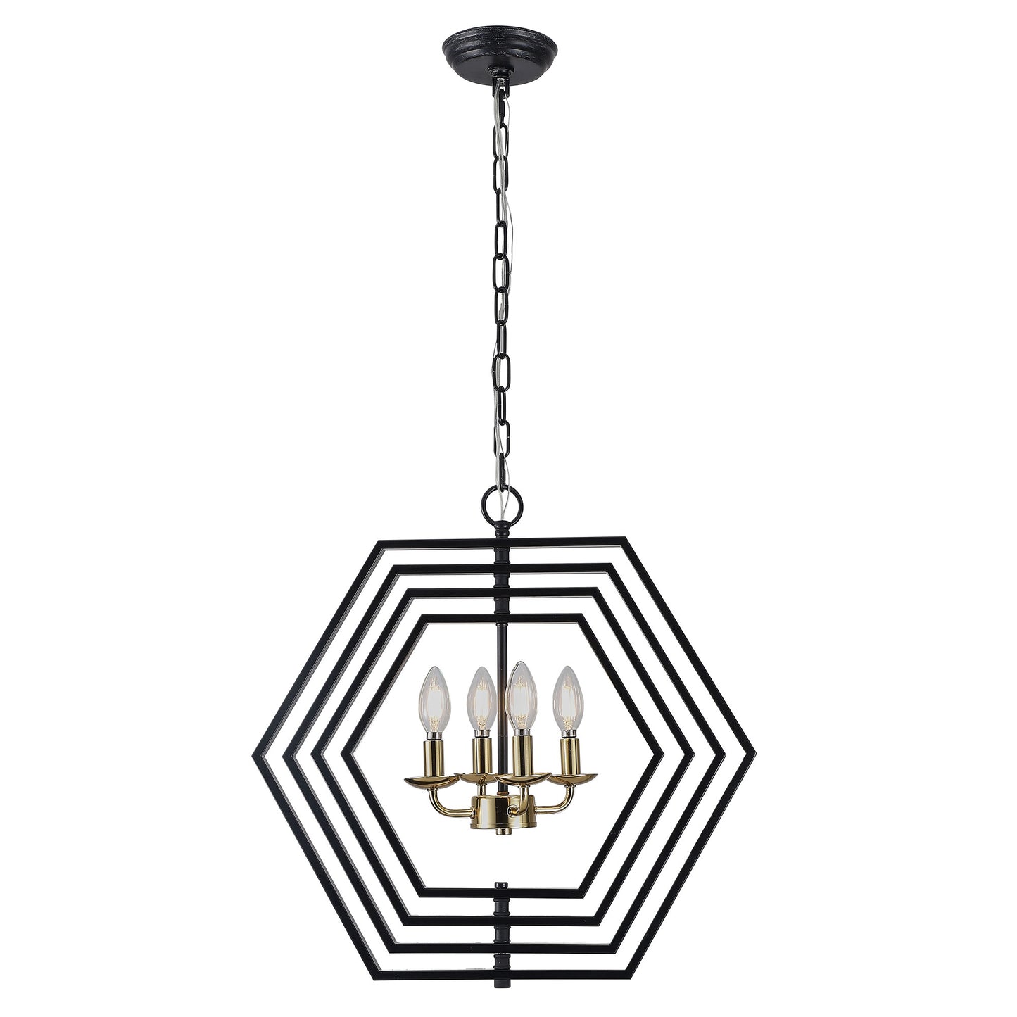 FC4069-21.3" Simple Style Metal Gold Black Color Chandelier with Adjustable Chain, Home Decor