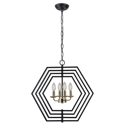 FC4069-21.3" Simple Style Metal Gold Black Color Chandelier with Adjustable Chain, Home Decor