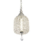 1 - Light Black/Chrome Cylinder Crystal LED Pendant Light, 7.3" Dining Room Light Fixtures Kitchen Island Light