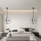 19.7 Inch Modern Round LED Chandelier with DIY Shade, Black Industrial Pendant Light Height Adjustable