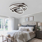 24 Inch Modern Smart Flush Mount LED Ceiling Fan with Light and Remote, 6 Speeds DC Motor Bladeless Low Profile Ceiling Fan