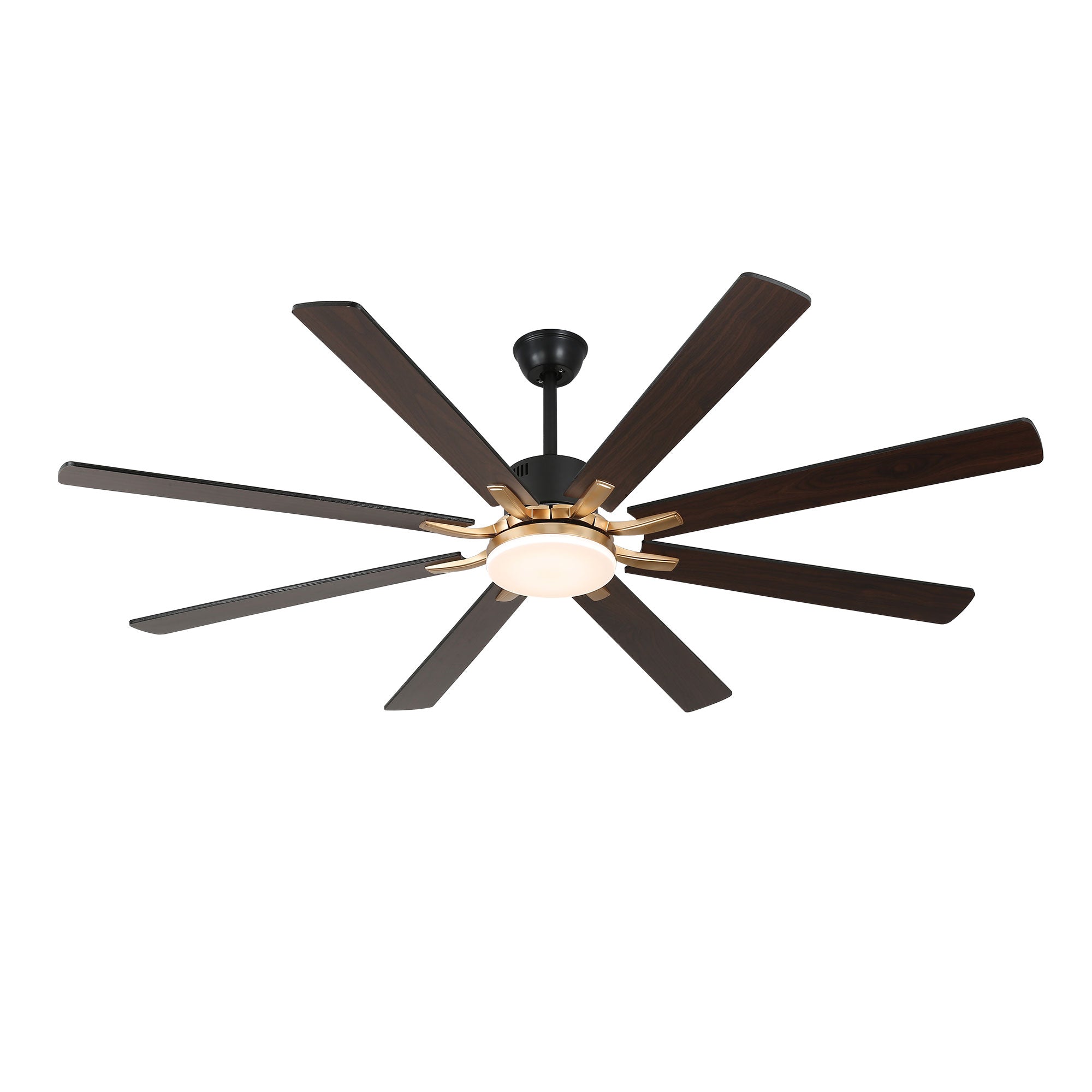 72 Inch Black/Chrome Modern Extra Large Ceiling Fan with LED Light and Remote, 6 Speeds 8-Blade DC Motor Reversible Ceiling Fan for Living Room