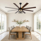 Industrial 72 Inch Large Ceiling Fan with Light Quiet Reversible DC Motor with Remote Control Ceiling Fan Adjustable Downrods Ceiling Fan Suit for Bedroom, Living Room