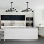 6 Lights Black/Chrome Finish Linear Industrial Chandelier, DIY Shape Linear Chandelier Dining Room Pendant Light
