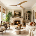 52 Inch Farmhouse Matte White Natural Wood Ceiling Fan with Lights & Remote Control, 6 Speed DC Motor Reversible Ceiling Fan