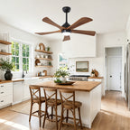 42 Inch Traditional Farmhouse Solid Wood 5 Blade Ceiling Fan with Lights & Remote Control, 6 Speed DC Motor Reversible Ceiling Fan