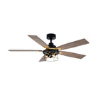 Industrial 52 Inch Gold/Black Caged Ceiling Fan with Light Quiet Reversible DC Motor with 6 Speed Remote Control Ceiling Fan 5 Blades Ceiling Fan Suit for Kitchen Bedroom Living Room