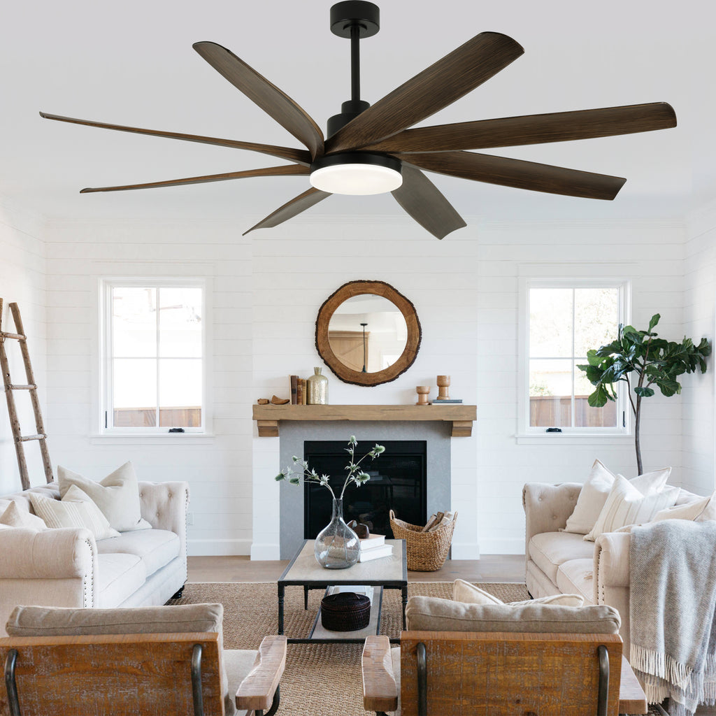72 Inch Modern Ceiling Fan with LED Light and Remote Control, 6 Speed Reversible DC Motor Large Room Ceiling Fan for Living Room