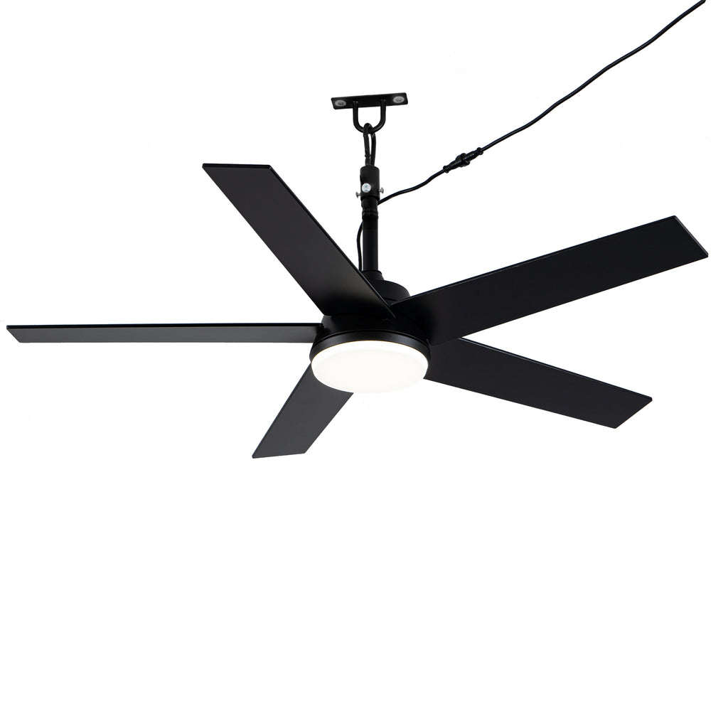 Industrial 48 Inch Outdoor Ceiling Fan with Light, Waterproof Black Blades, Dimmable LED and Remote Control Ceiling Fan Quiet DC Motor Ceiling Fan Suit for Patio, Gazebos