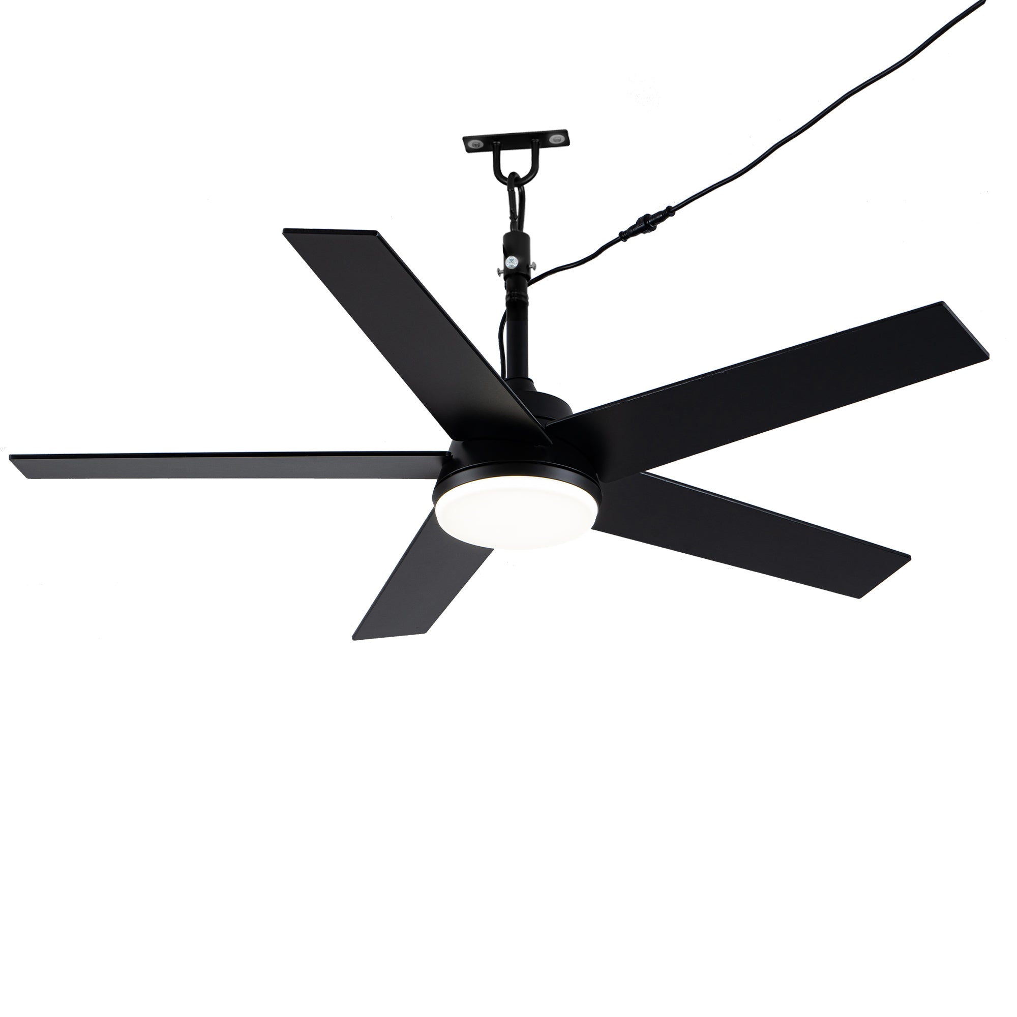 Industrial 48 Inch Outdoor Ceiling Fan with Light, Waterproof Black Blades, Dimmable LED and Remote Control Ceiling Fan Quiet DC Motor Ceiling Fan Suit for Patio, Gazebos