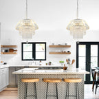 3 - Lights Modern Luxury Crystal Chandelier for Dining Room, Tiered Chandelier for Living Room Entryway Height Adjustable