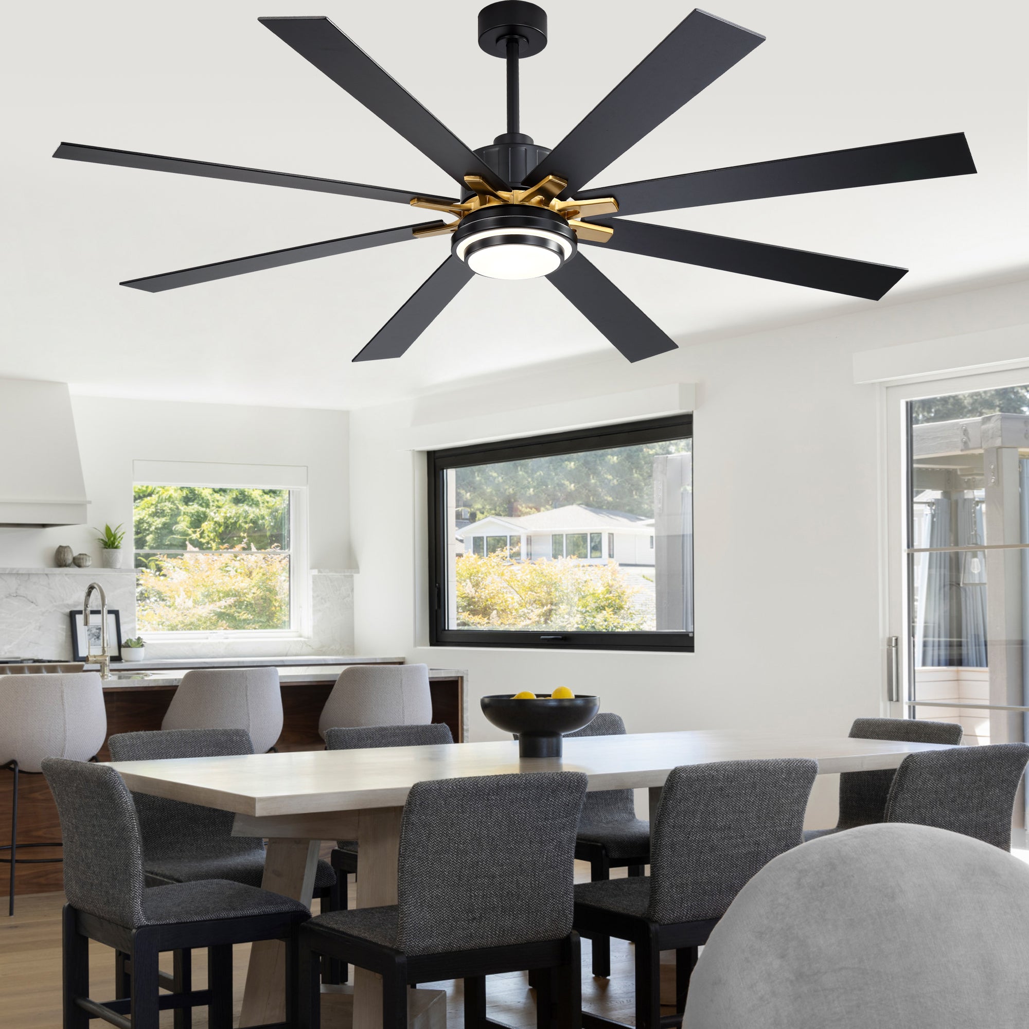 72 Inch Modern Ceiling Fan with LED Light and Remote Control, 6 Speeds DC Motor Reversible Large Ceiling Fan for Living Room