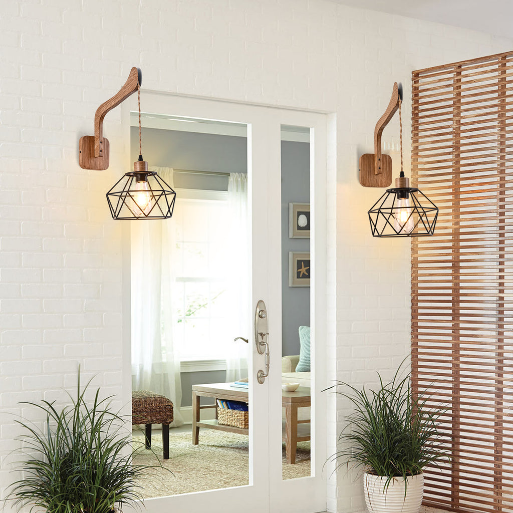 1 - Light Farmhouse Industrial Swing Arm Sconce, Adjustable Arm Wall Sconce Wall Light