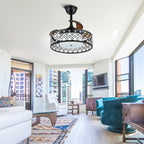 DC2204-BellaDepot 22" Classic Retractable Ceiling Fan with Remote and LED Light Kit Included, Dimmable Ceiling Fan