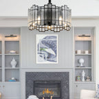 BD1901-BellaDepot 18.5" Modern Water Ripple Glass Reversible Ceiling Fan with Remote and 5 Lights