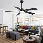 52 Inch Modern LED Ceiling Fan with Light and Remote,6 Speeds DC Motor Reversible Ceiling Fan for Living Room