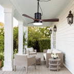 42 Inch Modern Farmhouse Smart Outdoor Ceiling Fan with Dimmable LED and Remote, 6 Speeds Waterproof Ceiling Fans Plug In Outside Patio Fan