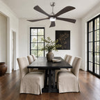 52 Inch Modern Farmhouse Solid Wood 3 Blade Ceiling Fan with Lights & Remote Control, 6 Speed DC Motor Reversible Ceiling Fan