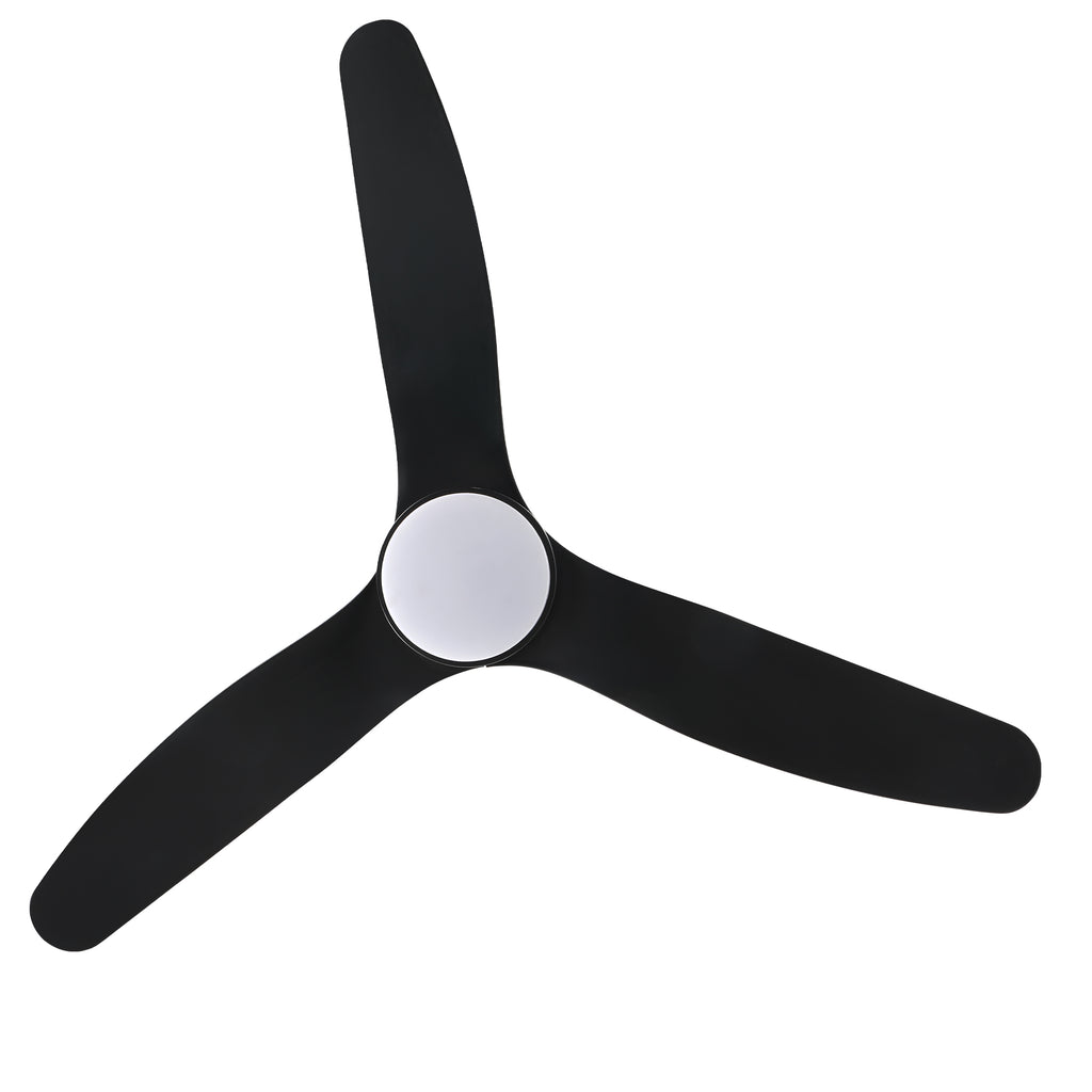 46 Inch Black Modern Ceiling Fan with LED Light and Remote, 6 Speeds 3-Blade DC Motor Reversible Ceiling Fan for Living Room