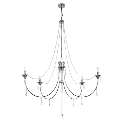 FC4090-5 Lights Empire Luxury Crystal Chandelier, Height Adjustable Home Decoration Pendant Light