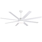 65 Inch Modern White Extra Large Ceiling Fan with LED Light and Remote, 6 Speeds DC Motor Reversible Ceiling Fan for Large Rooms