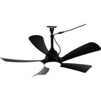 42 Inch Black 5-Blade Modern Smart Outdoor Ceiling Fan with Dimmable LED Lights, 6 Speeds Plug In Waterproof Ceiling Fans for Patios