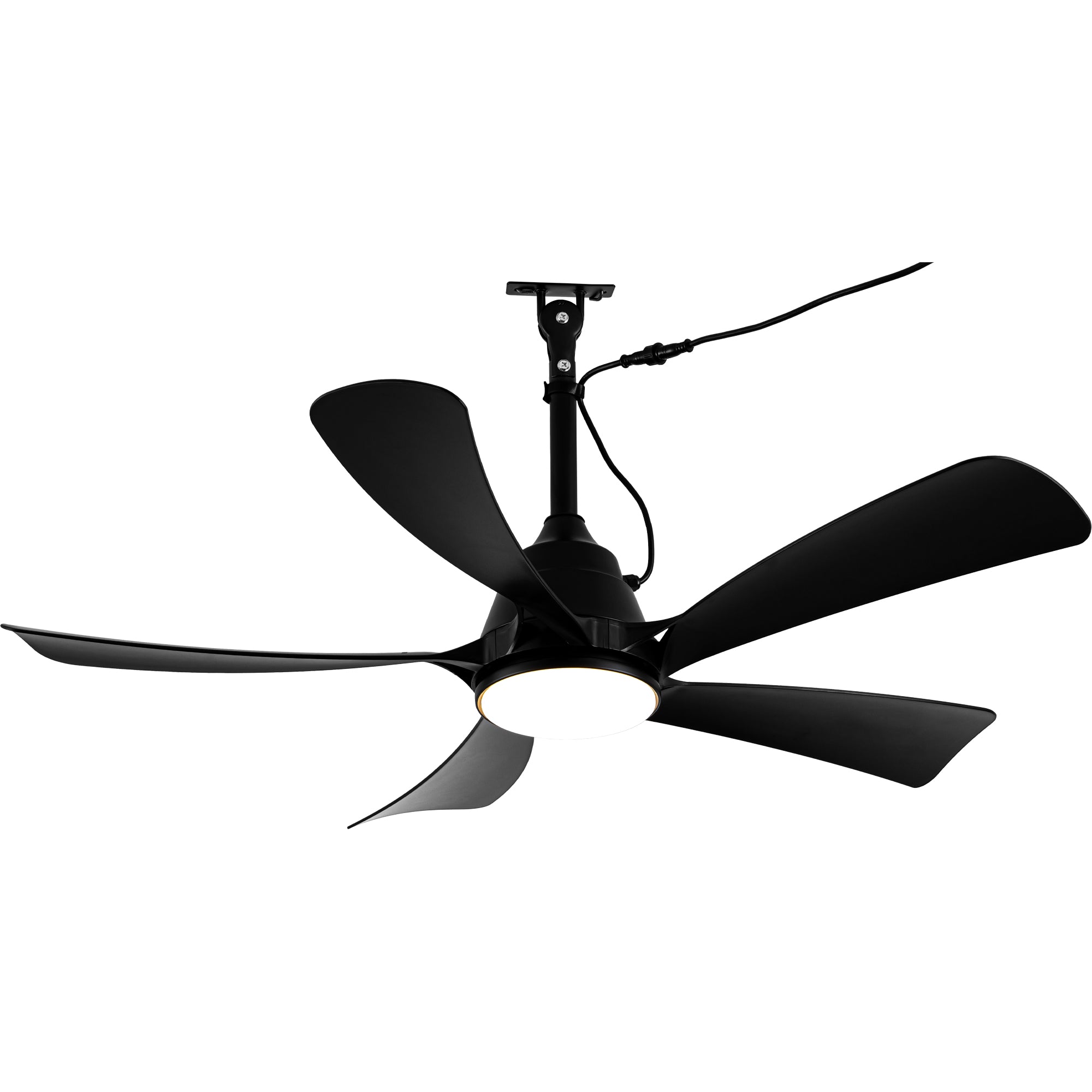 42 Inch Black 5-Blade Modern Smart Outdoor Ceiling Fan with Dimmable LED Lights, 6 Speeds Plug In Waterproof Ceiling Fans for Patios