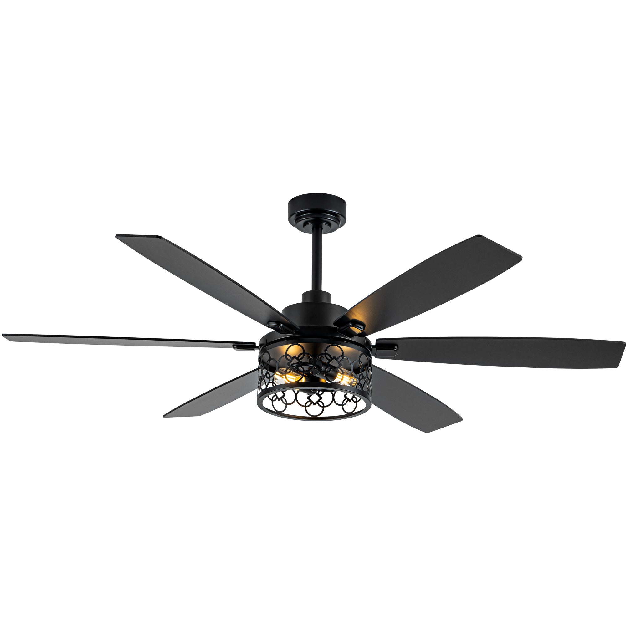 Modern 60 Inch Industrial Caged Ceiling Fan with Light Reversible Quiet DC Motor with 6 Speed Remote Control Ceiling Fan Adjustable Down Rodes Ceiling Fan with Light Suit for Bedroon,Living Room