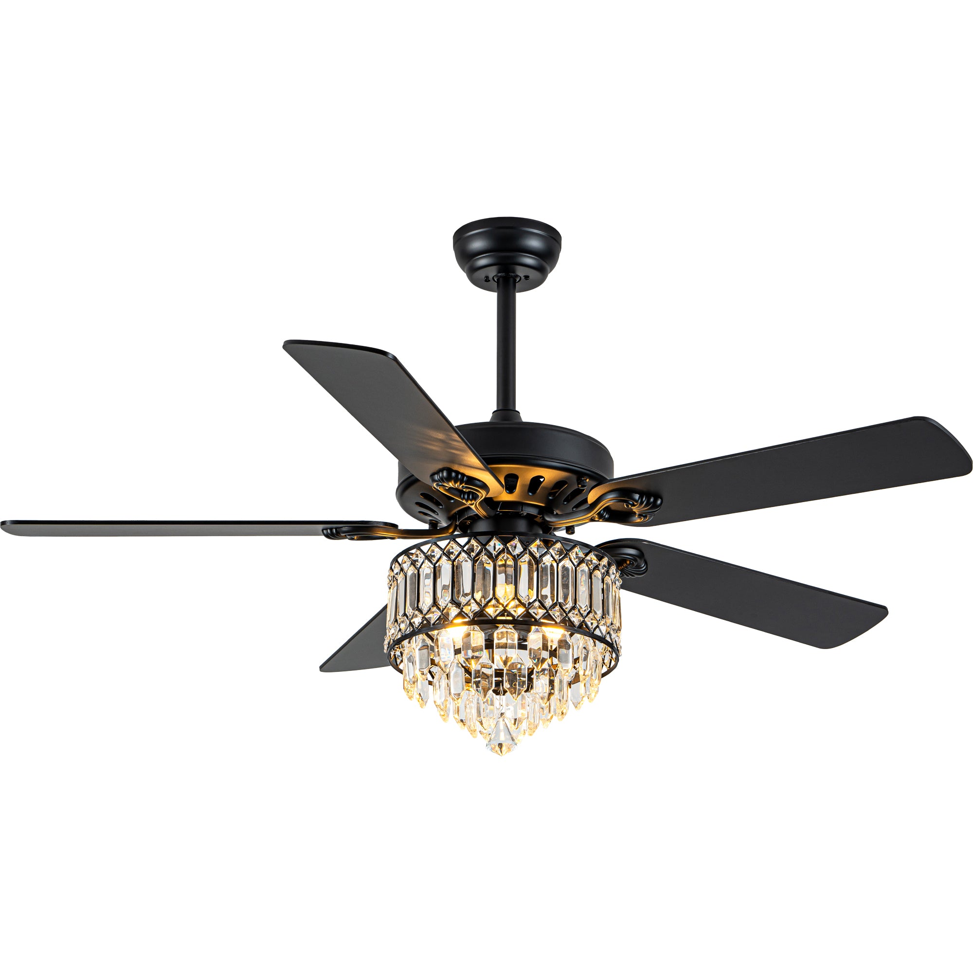 52 Inch Modern Luxury Crystal Ceiling Fan with Light and Remote Control, 6 Speeds DC Motor Chandelier Ceiling Fan for Living Room