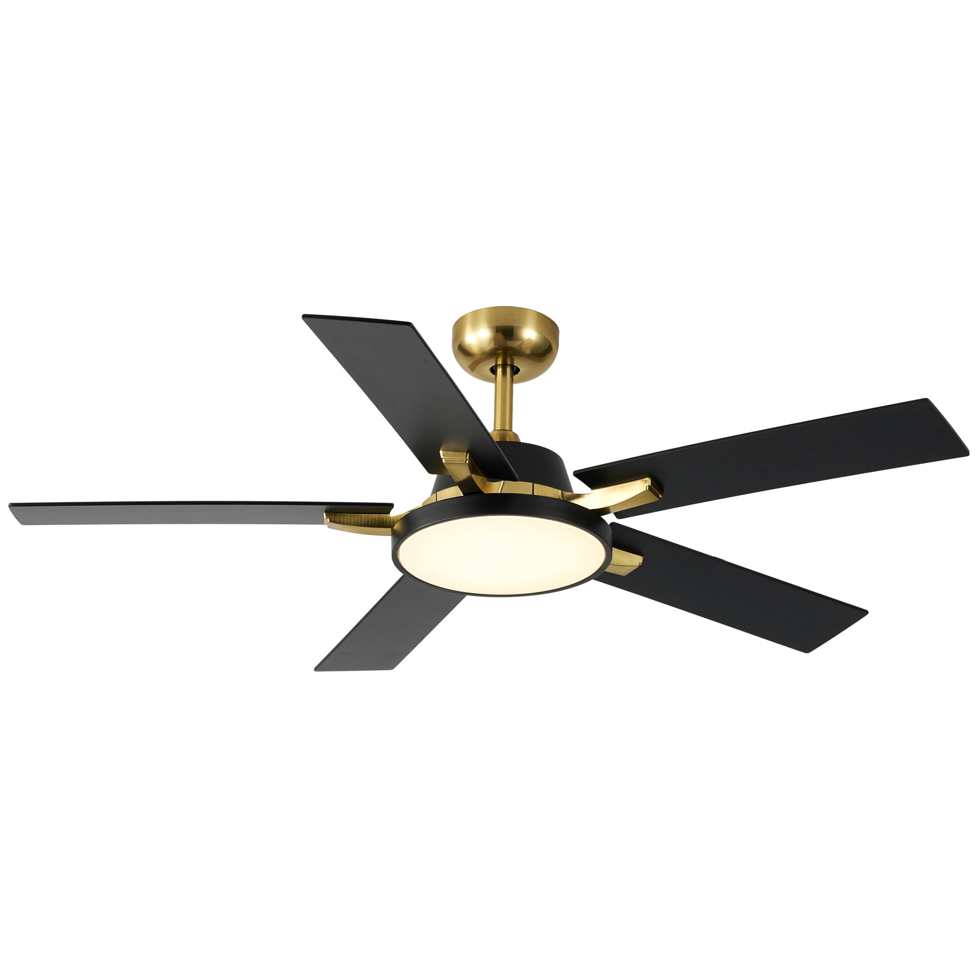52 Inches Black and Gold Modern Ceiling Fan with LED Lights, 6 Speeds DC Motor Indoor Ceiling Fan for Large Room
