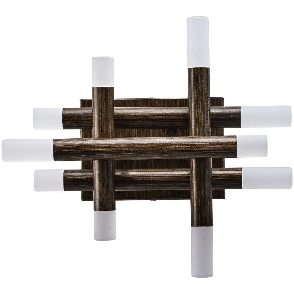 13 Inch Dark Brown Farmhouse Wood Flush Mount Wall Sconces with LED Lights, Rustic Wall Light for Hallway Bedroom