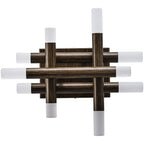 13 Inch Dark Brown Farmhouse Wood Flush Mount Wall Sconces with LED Lights, Rustic Wall Light for Hallway Bedroom