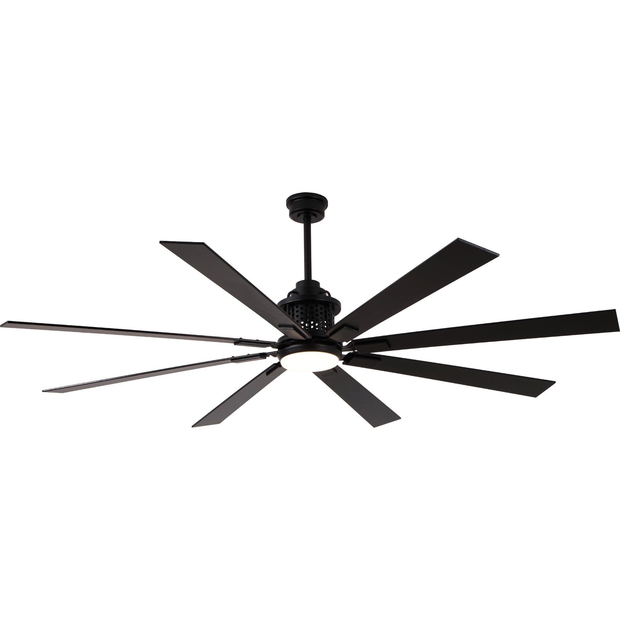 80 Inch Black Industrial Extra Large Ceiling Fan with LED Light and Remote, 6 Speeds DC Motor Reversible Ceiling Fan for Large Room