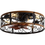 18 Inch Rustic Farmhouse Industrial Flush Mount Ceiling Fan with Lights and Remote, 6 Speeds DC Motor Reversible Low Profile Ceiling Fan