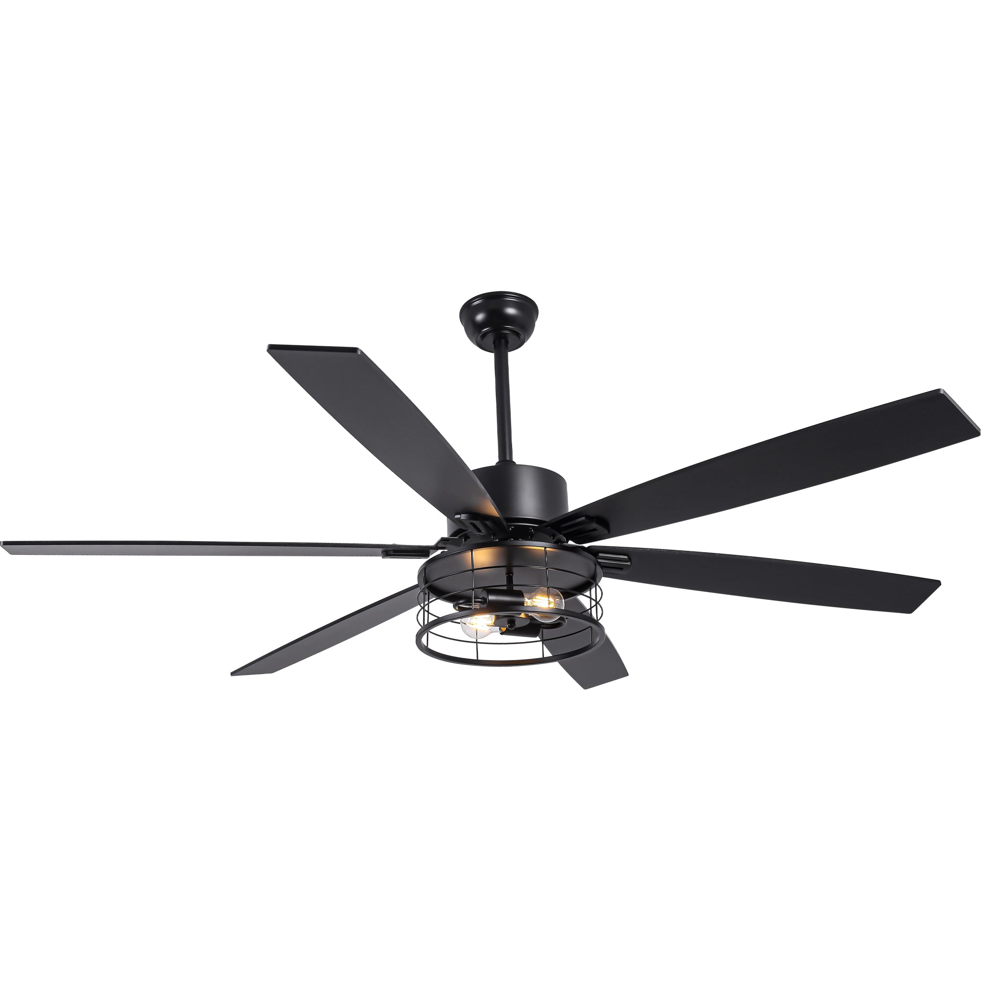 65 Inch Black Modern Industrial Ceiling Fan with Lights and Remote Control,6 Speeds Reversible Ceiling Fan for Large Rooms